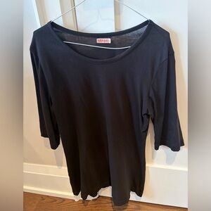Elegant Black Elbow-Length Organic Cotton Top